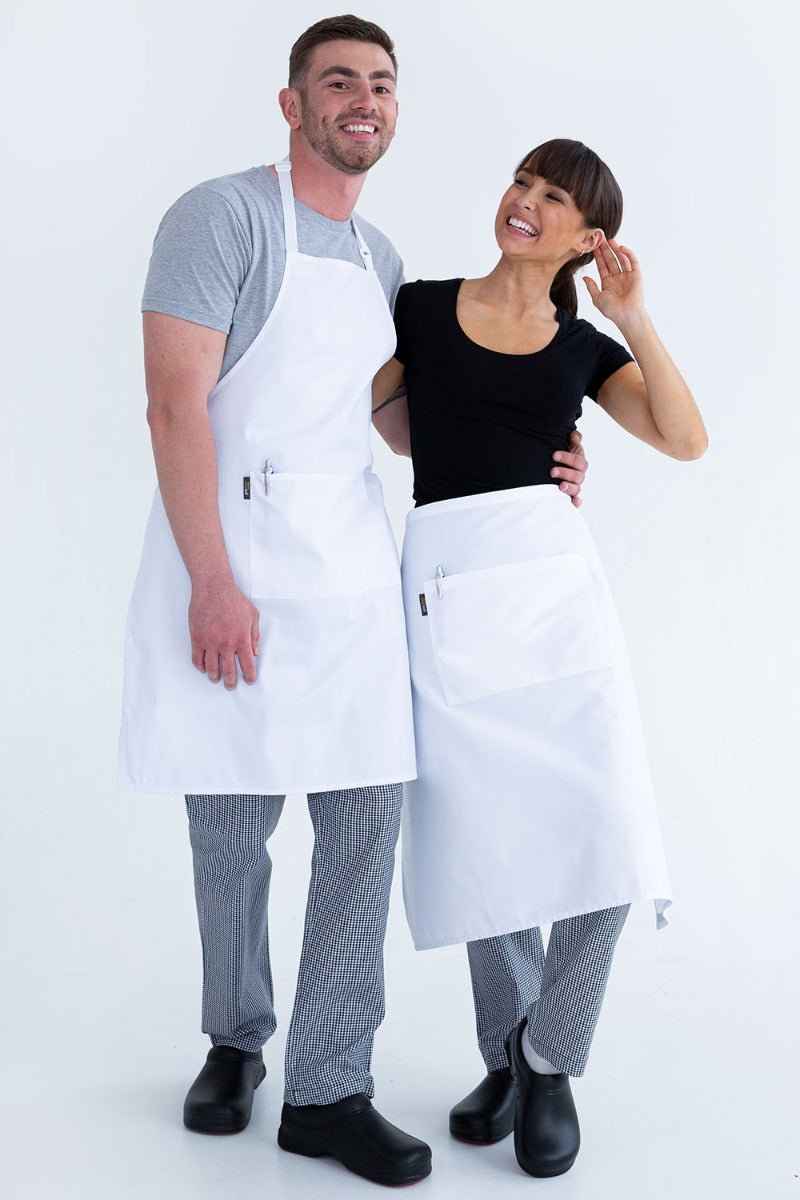 Prochef White Poly/Cotton Bib Apron