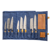 Waxed Canvas Knife Roll 10 Pockets - Chef Bag