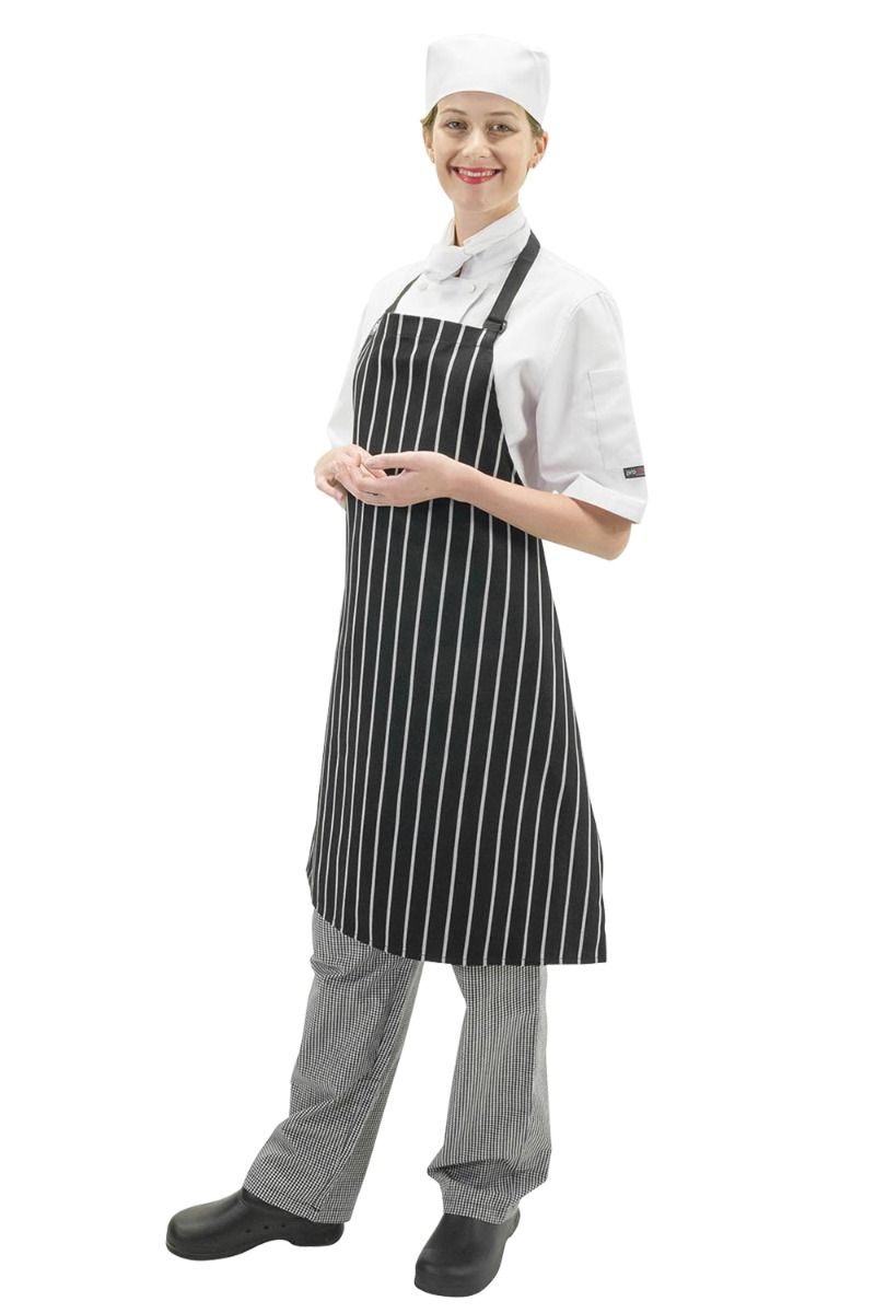 Aussie Chef Chef Bib Apron Black/White