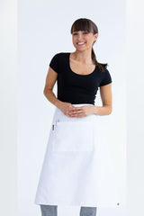 Prochef White Poly/Cotton 3/4 Waist Apron