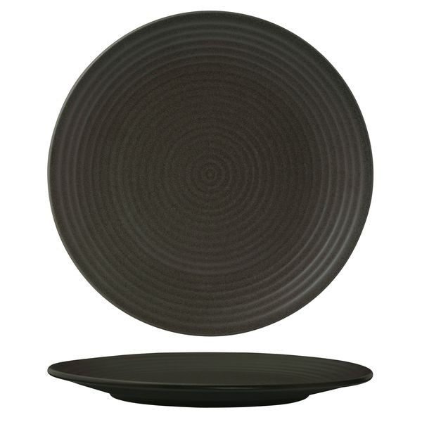 Zuma Charcoal Round Plate 310mm - Ribbed