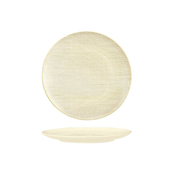 Luzerne Reactive White Linen Round Flat Coupe Plate 210mm