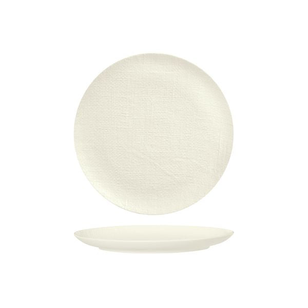 Luzerne White Linen Round Flat Coupe Plate 210mm