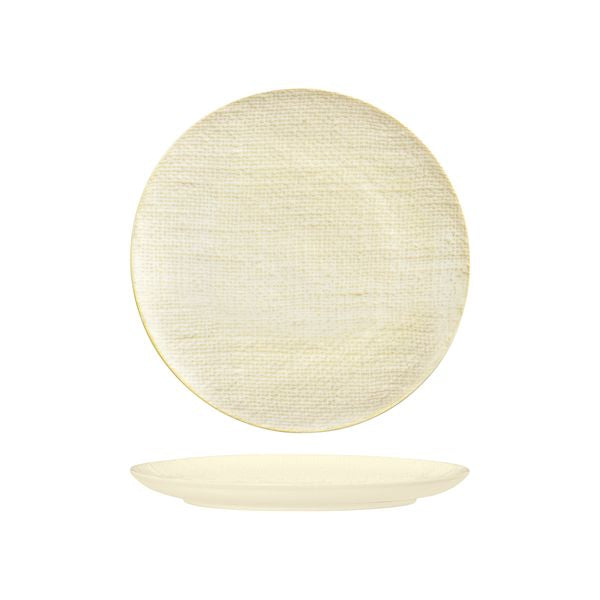 Luzerne Reactive White Linen Round Flat Coupe Plate 260mm