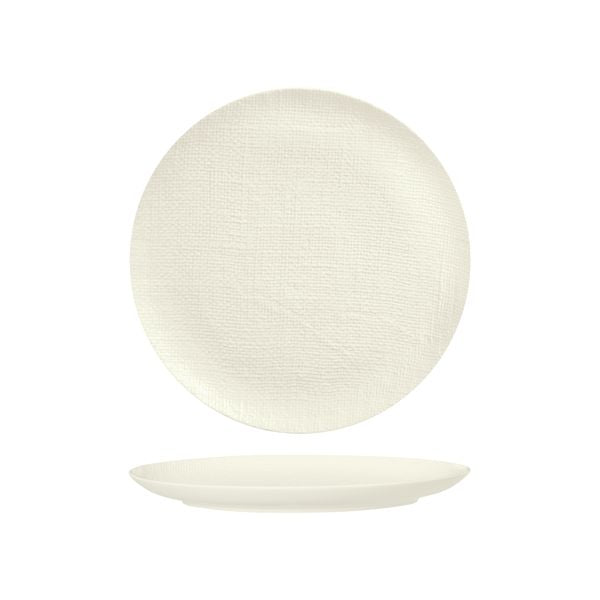 Luzerne White Linen Round Flat Coupe Plate 260mm