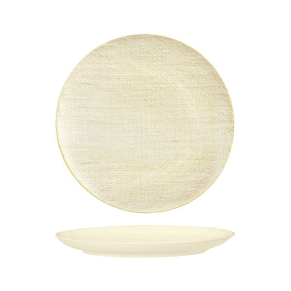 Luzerne Reactive White Linen Round Flat Coupe Plate 285mm