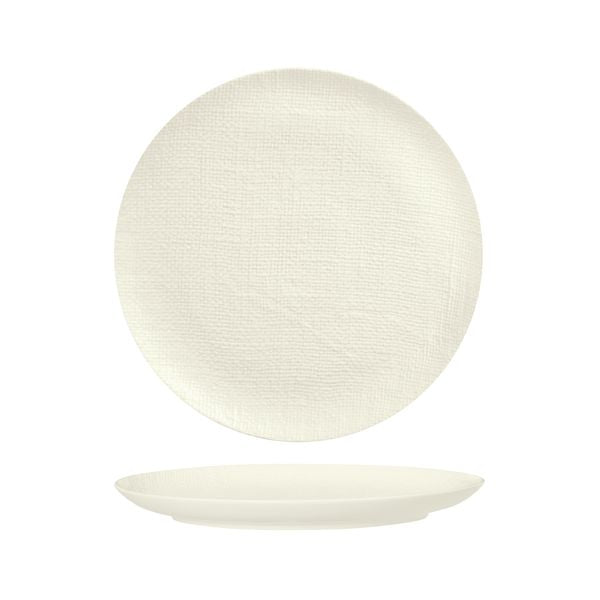 Luzerne White Linen Round Flat Coupe Plate 285mm