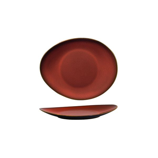 Luzerne Rustic Crimson Oval Coupe Plate