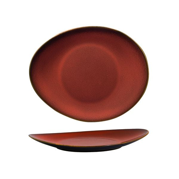 Luzerne Rustic Crimson Oval Coupe Plate