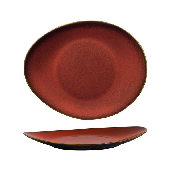 Luzerne Rustic Crimson Oval Coupe Plate