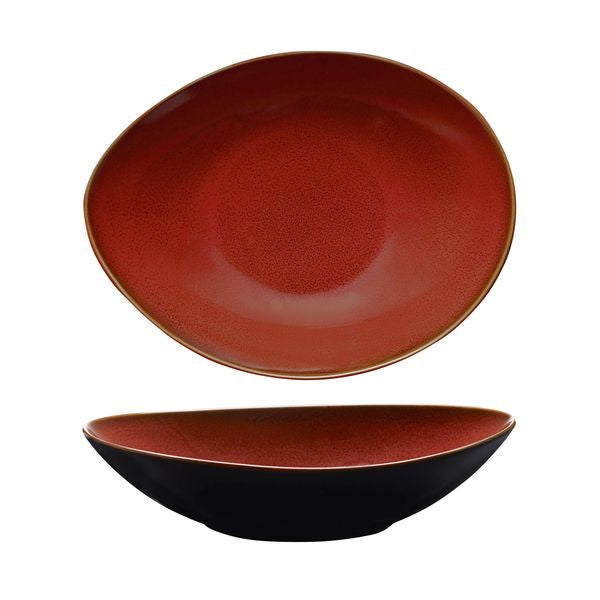 Luzerne Rustic Crimson 	Oval Share Bowl