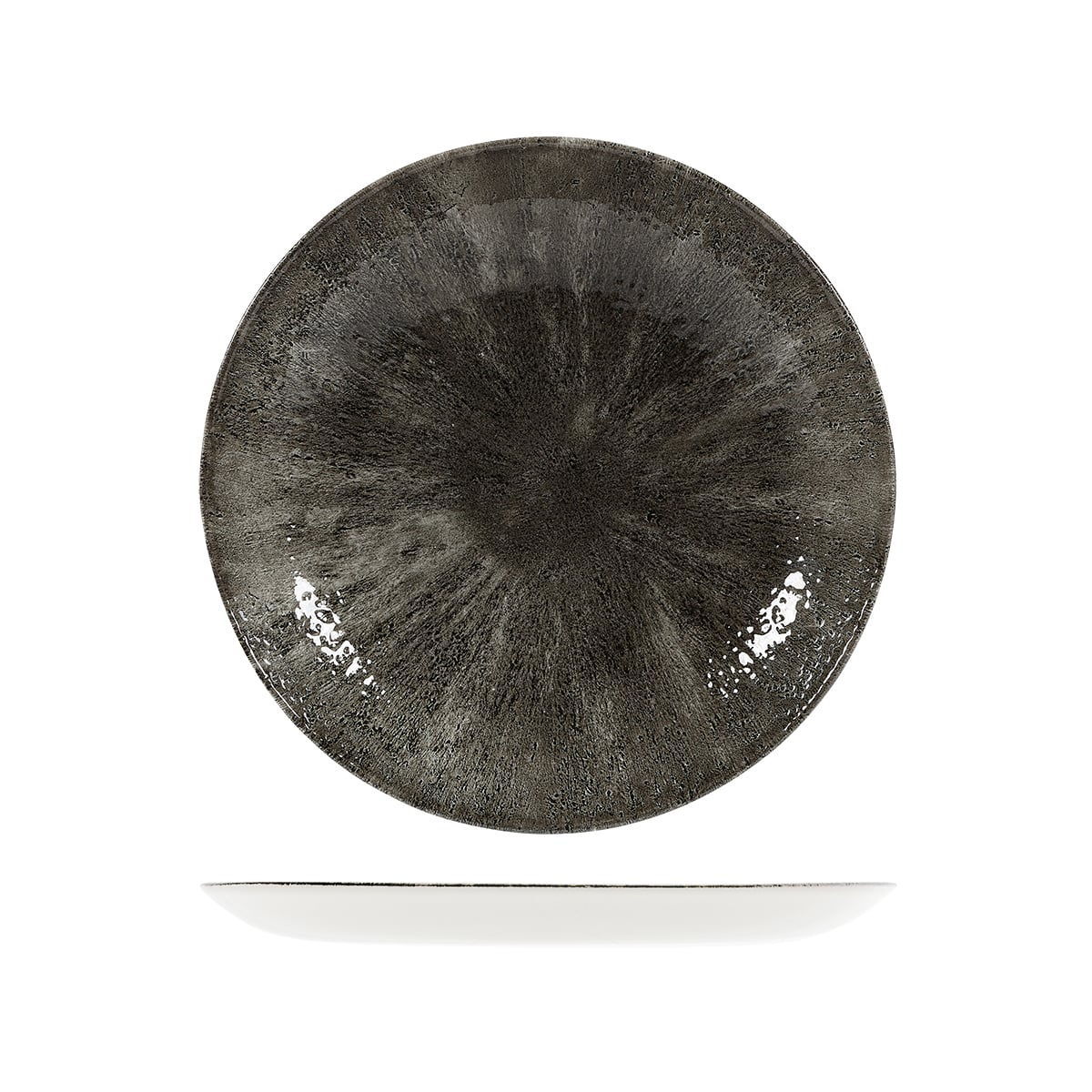 Quartz black Stone Round Coupe Plate