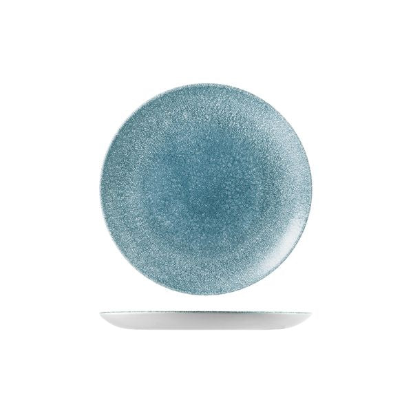 Topaz Blue Raku Round Coupe Plate