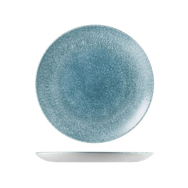 Topaz Blue Raku Round Coupe Plate