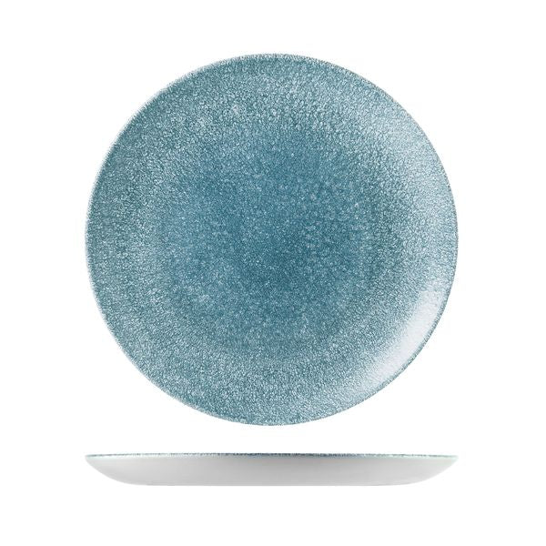 Topaz Blue Raku Round Coupe Plate