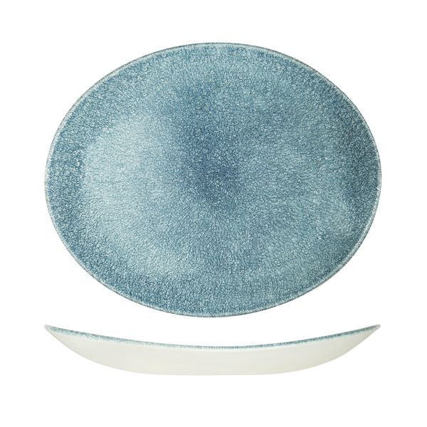 Topaz Blue Raku Oval Coupe Plate