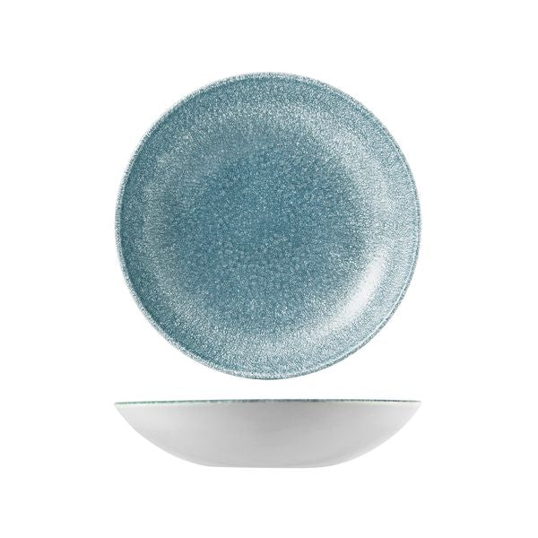 Topaz Blue Raku Round Coupe Bowl