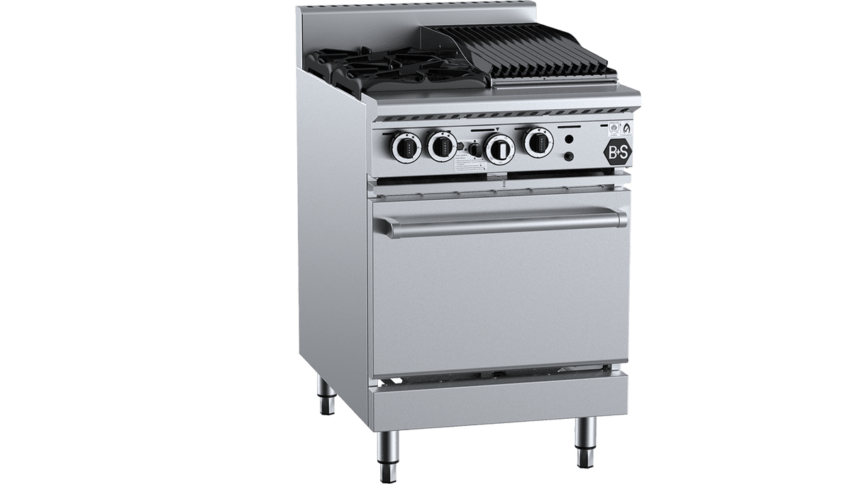 B&S Black 2 Burner 300mm Char Grill + Oven