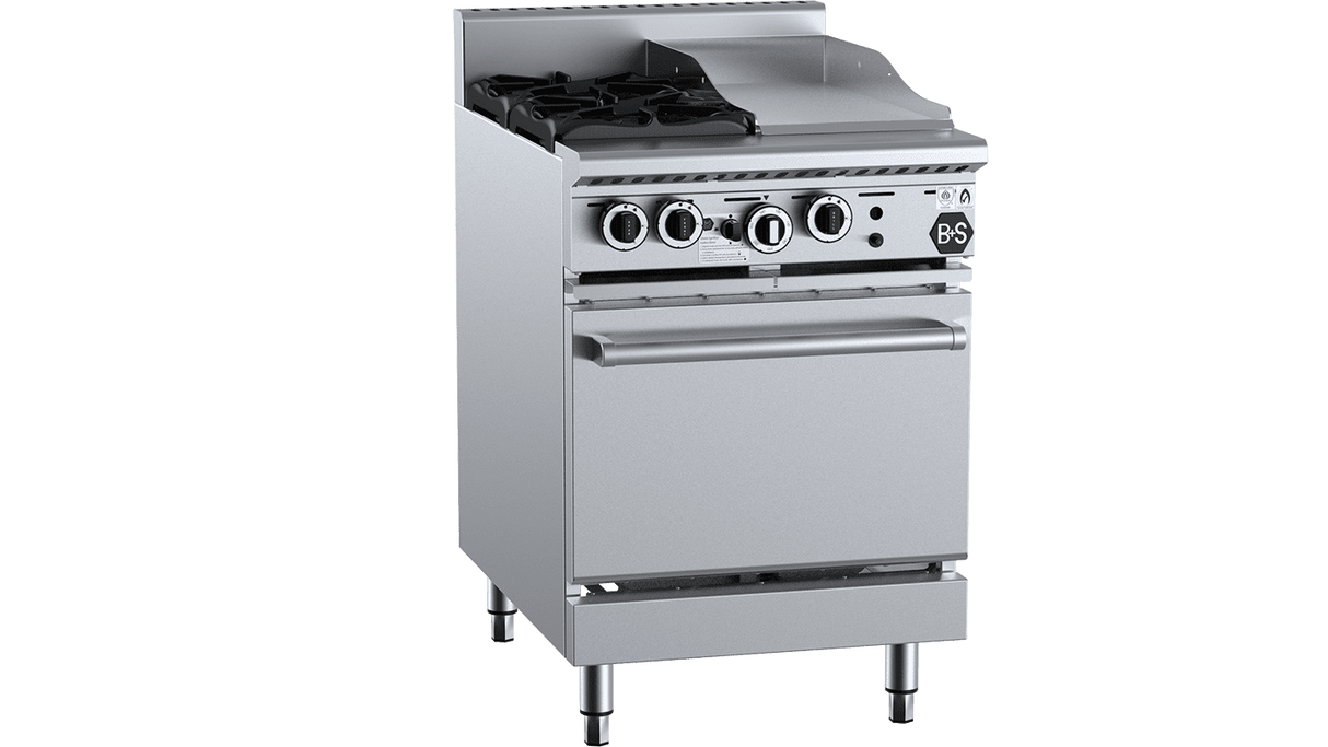 B&S Black 2 Burner 300mm Grll Plate + Oven