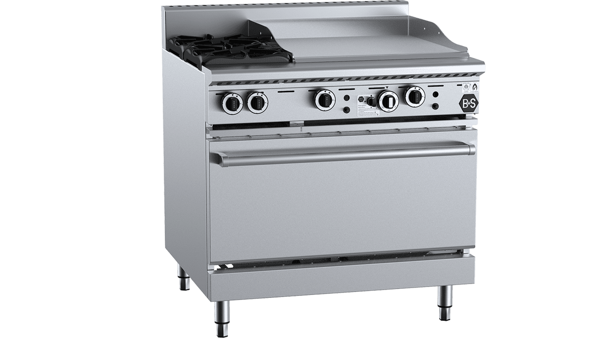 B&S Black 2 Burner 600mm Grill Plate + Oven