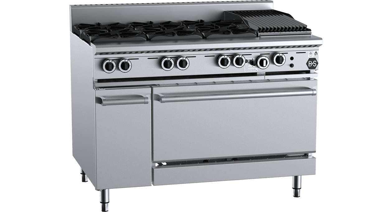 B&S Black 6 Burner + 300mm Char Grill + Oven