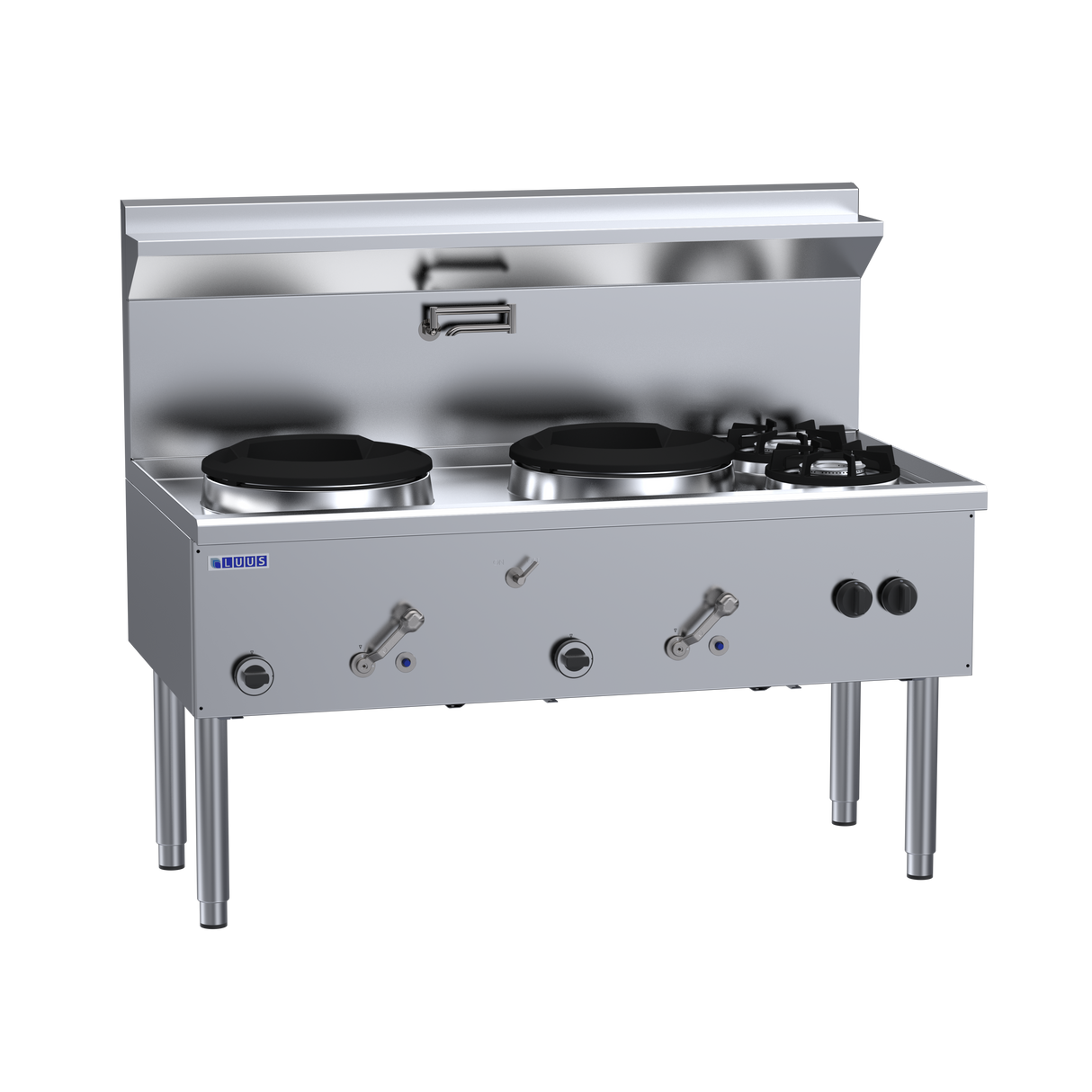 LUUS Compact Waterless Wok 2 Chimney 2 Open Burners