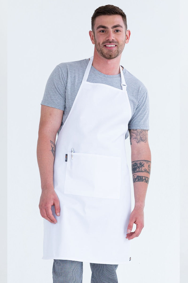 Prochef White Poly/Cotton Bib Apron