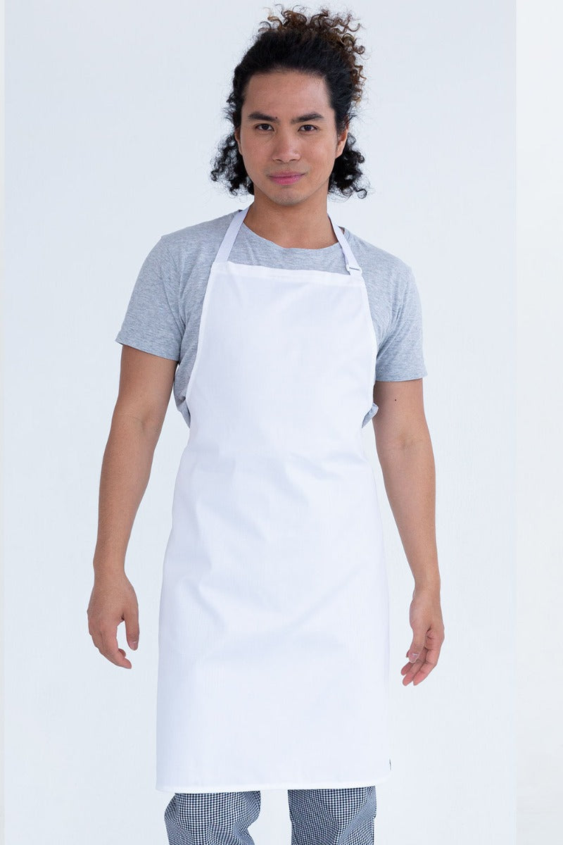 Prochef White Poly/Cotton Bib Apron