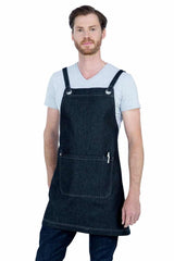 Aussie Chef Mia Bib Apron Crossback Black Denim