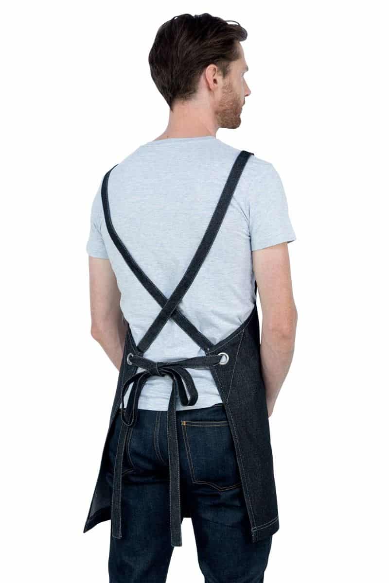 Aussie Chef Mia Bib Apron Crossback Black Denim